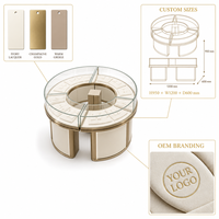 Vitrine d'îlot circulaire moderne en verre sur mesure avec éclairage LED, comptoir écologique pour bijoux en diamant et or