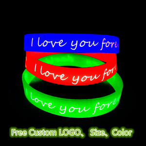 Tùy chỉnh phát sáng trong bóng tối <span class=keywords><strong>Debossed</strong></span> Logo sinh thái thân thiện khuyến mại tổ chức sự kiện in cao su cá nhân thể thao Đảng Silicone dây đeo cổ tay - Product Image 5