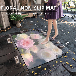 3D Printed Diatom <b>Super</b> <b>Absorbent</b> Cushioned 2.5mm Thick Rectangle <b>Bath</b> <b>Mat</b> Non-Slip Floral Pattern Pet Friendly Rubber Washable - Product Image 2