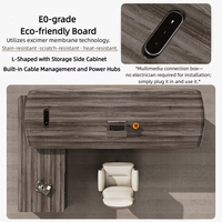 Ensemble de bureau de direction modulaire en bois haut de gamme, mobilier de bureau exécutif moderne et luxueux, table de patron en forme de L avec armoire intégrée