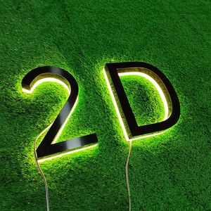 Impermeabile 3D LED esterni numeri di casa moderna camera d'albergo porta piatti di indirizzo segno di segnaletica in metallo esterno targa numero esterno - Product Image 3