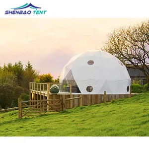 Good Quality Outdoor Hotel Resort Pvc Leisure Round Canvas Geodesic Glamping Dome House Tent