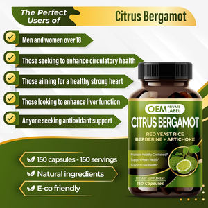 Cápsulas OEM Citrus Bergamot con <span class=keywords><strong>arroz</strong></span> de levadura roja, ajo, alcachofa suplemento de berberina para <span class=keywords><strong>colesterol</strong></span> saludable, salud del corazón - Product Image 6