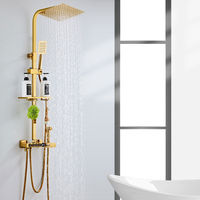 Ensemble de robinets de douche de luxe pour salle de bain en or, montage mural, système de douche