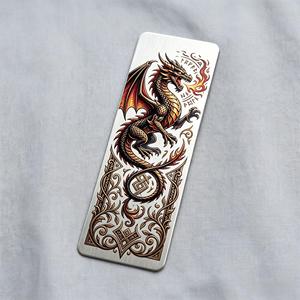 Segnalibro in Acciaio Inossidabile con Stampa UV a Colori Personalizzabile OEM, Anti-Graffio, Fantasia Drago Occidentale, per Lettura e Souvenir - Product Image 1