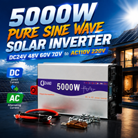 Nouveau 2026 Onduleur solaire à onde sinusoïdale pure 5000W, convertisseur DC-AC, entrée DC 12V 24V 48V 60V 72V, sortie AC 110V 220V, pour maison, camping-car, camping, alimentation hors réseau