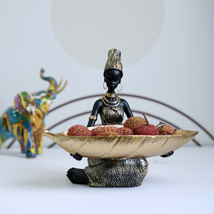 Sculpture en résine <span class=keywords><strong>de</strong></span> femmes noires africaines, assiette à fruits, ornements religieux <span class=keywords><strong>de</strong></span> style thaïlandais, rangement <span class=keywords><strong>de</strong></span> bureau, décoration <span class=keywords><strong>de</strong></span> fête d'anniversaire - Product Image 1