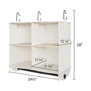 Fabric Hanging Closet Organizer with Garment Rod 4 Section Closet Hanging Shelves - Product Image 2