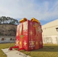 Ballon publicitaire gonflable en forme de boîte cadeau pour Noël en extérieur, avec lumières LED, en PVC, certifié CE/TUV