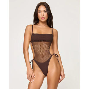 JSN 2026 Maßgeschneiderter Neuer Design-Mesh-Einteiler-Badeanzug für Damen, Sexy Einfarbiger Triangel-Badeanzug für den Urlaub, Rückenfreier Bikini - Product Image 2