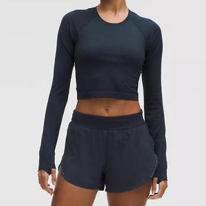 Shorts de Yoga de Cintura Alta de Secado Rápido para Mujer Freemind, Ropa de Gimnasio, Shorts Deportivos Sólidos con Cintura Elástica y Cinta Decorativa - Product Image 2
