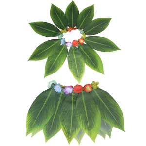 Disfraz de Danza Hawaiana Hula con Vestido de Hojas y Sombreros para Niñas, Disfraz de Halloween, Fiesta en la Playa, Poliéster - Product Image 1