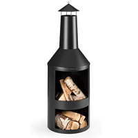 Brûleur à bois en acier Garife GM20318 avec rangement intégré pour bûches, surface peinte haute température pour utilisation en extérieur dans le jardin