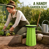 Tabouret de jardinage à genoux avec siège rond en plastique pour plantation, désherbage et travaux sur les jardinières surélevées, avec espace pour les mains et les outils