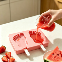 Moule à glaces en silicone de qualité alimentaire en forme de pied, 2 cavités, écologique, réutilisable, antiadhésif, pour la fabrication de glaces maison