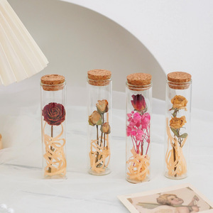 Dried Flower In Glass Test Tube Bottle With Cork Lid <b>Mini</b> Preserved Floral Tabletop Decor - Product Image 5