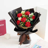 Abgeschlossene handgemachte künstliche handgemachte Lily Rose Tulpe gestrickte Häkel blumenstrauß zum Valentinstag