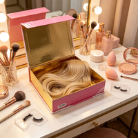 Boîtes à cheveux de luxe personnalisées avec design gratuit, emballages cadeaux populaires en papier satiné, boîtes d'emballage en carton noir magnétique pour perruques