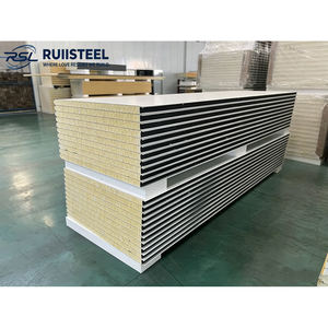 Panneau sandwich <span class=keywords><strong>isolant</strong></span> ignifuge en laine de roche pour mur extérieur de bâtiment en structure acier ISO9001 - Product Image 1