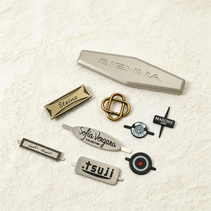 custom metal tags for packaging, custom logo metal charms, zinc alloy brand tags - Product Image 1