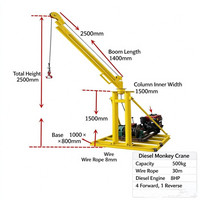 Monte-charge portable pour matériaux de construction 360 °   Mini-grue à flèche pivotante à essence, grue à moteur, mini-grue