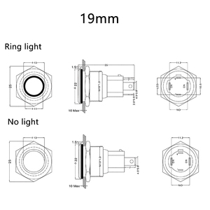 การนำไฟฟ้าได้ดีเยี่ยม คอนแทคโลหะผสมเงิน 19 มม. 10A สวิตช์ปุ่มกดโลหะ - Product Image 5