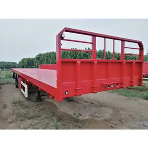 Billig gebrauchte Pritschen-Sattel auflieger Deutscher Typ 3-Achs-Flachwagenanhänger 20ft 40ft 45 ft Container-Transport anhänger für Ghana