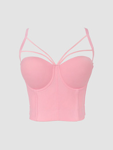 Fashion Mesh Push up <strong>Bralet</strong> Women's Corset Bustier Bra Night Club Party Fashion Long Sexy Cropped Top Vest - Product Image 5