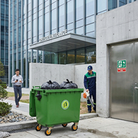 Poubelle en plastique 660L pour extérieur, bac à roulettes en HDPE avec couvercle, quatre roues, logo personnalisé, poubelle mobile pour les déchets des zoos et des parcs