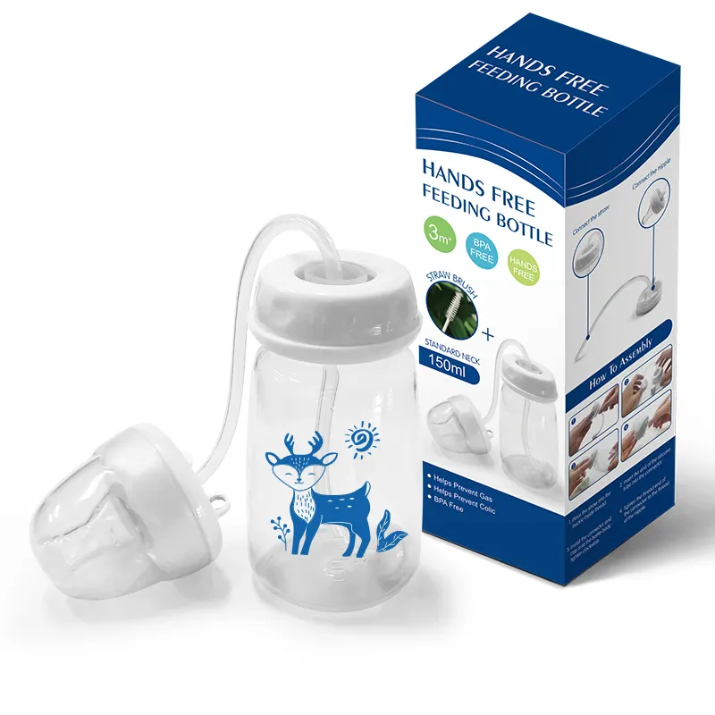 2024 sıcak satış BPA ücretsiz hızlı kargo sevimli yeni doğan besleme süt eller serbest bebek süt şişesi
