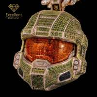 Colgante de Lujo Personalizado de Plata 925 con Moissanita, Diseño de Casco 3D y Flor de Hielo, Estilo Hip Hop, Joyería Masculina de Moda Urbana