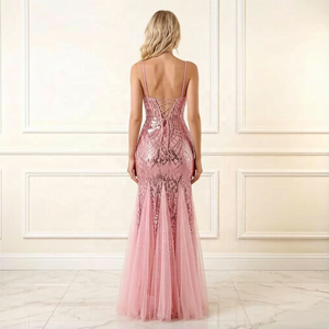 Proveedor <span class=keywords><strong>de</strong></span> <span class=keywords><strong>Vestidos</strong></span> <span class=keywords><strong>de</strong></span> Noche <span class=keywords><strong>de</strong></span> Lentejuelas con Tirantes Finos y Escote Cuadrado, Estilo Sirena, Personalizados al por Mayor - Product Image 2