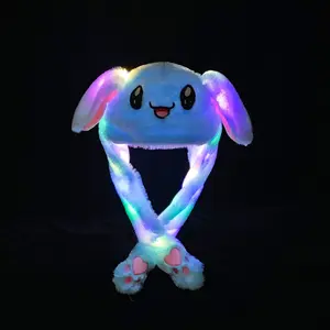 Konijnenoorhoed Led Gloeiende Schattige Pluche Hoed Bunny Ear Moving Jumping Spelen Winter Kid Adult Party Cosplay Vakantie Hoed Speelgoed