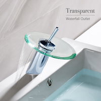 Robinet de lavabo en laiton et verre, finition électrolytique, monocommande à montage sur plan, mitigeur de sortie d'eau transparente de qualité supérieure
