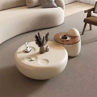 Table à thé moderne avec design circulaire en fibre de verre, style crème, pour salon familial, hôtel, appartement