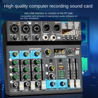 Table de mixage audio USB 4 canaux, 256 effets DSP, LED RGB, Bluetooth, étanche IPX5 |   Mini console audio pour l'enregistrement vidéo à domicile