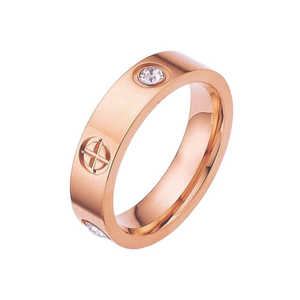 Bague Unisexe en Acier Inoxydable 316L avec Zirconium Cubique Plaqué Or Rose Cadeau d'Anniversaire Bagues Tendance Personnalisables Services OEM/ODM - Product Image 3