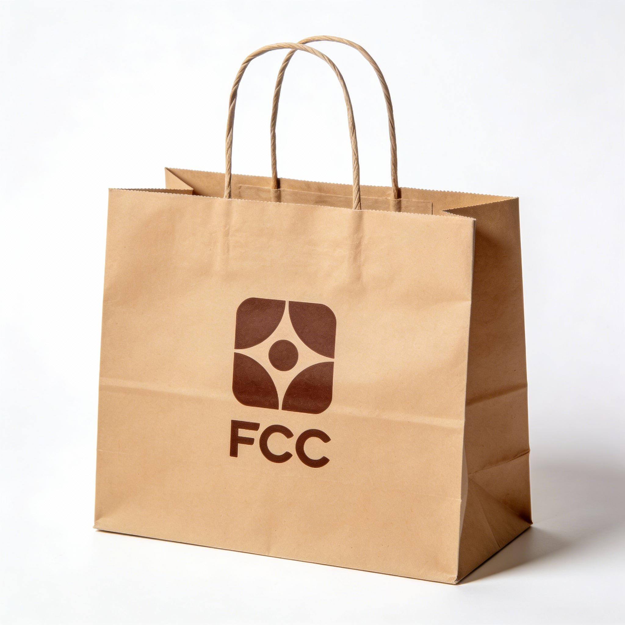 Wholesale Eco-Friendly Degradable Kraft Paper Bags Customizable Patterns Supermarket Shopping Bags Factory Direct Sales