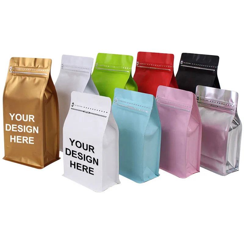 Großhandel biologisch abbaubare Verpackung wiederverschließbarer Reißverschlussbeutel Kaffeeverpackung Plastiktüten