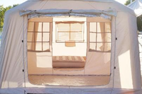 Tente de glamping gonflable de luxe à double face avec quatre fenêtres, 13,68 mètres carrés, Oxford imperméable, protection UV, portable