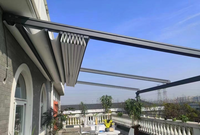 Grande pergola motorisée rétractable coupe-vent pour jardin, avec structure en alliage d'aluminium et voile rétractable pour extérieur