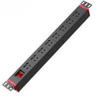 Bloc de distribution d'alimentation (PDU) personnalisé à 8 ports, câbles d'alimentation de type US, équipement électronique 220V 16A, garantie de 2 ans, modèle noir