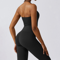 Combinaison de danse élégante pour femmes à séchage rapide Dressing Sexy Nude Feeling Pantalon micro évasé taille haute