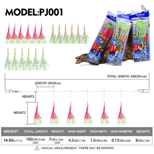 เบ็ดตกปลาหมึกปลอม 6 ตัว/แพ็ค 3 สี เบ็ดซาบิกิเรืองแสงสำหรับตกปลาทะเล - Product Image 2