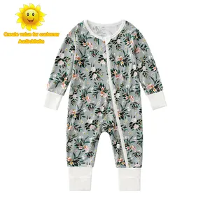 OEM custom design Factory Baby Romper Printed bamboo Baby Clothes Set Long Sleeve Newborn Baby Clothes