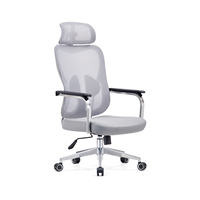 Chaise de bureau ergonomique à dossier haut en maille avec appui-tête, support lombaire et accoudoirs pivotants pour bureau à domicile et cadres