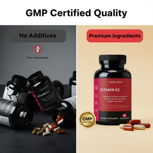 Capsules de Vitamine K2 OEM/ODM - Complément Alimentaire Personnalisé pour la Santé Osseuse des Adultes, 60 Capsules, 2 Capsules par Portion, Durée de Conservation de 24 Mois - Product Image 5