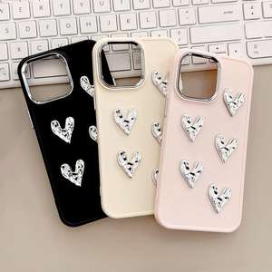 Funda para iPhone 17 con Corazón Electrochapado y Diseño Arrugado, Estilo Lujoso para Apple 16, Compatible con 11, 15 Pro Max, Sensación de Alta Gama - Product Image 1