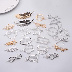 กิ๊บติดผมรูปโบว์ชุบโลหะ สไตล์เกาหลี ดีไซน์ใหม่ รูปหัวใจ รูปดาวห้าแฉก แฟชั่นสำหรับสาวออฟฟิศ วัสดุโลหะผสมรูปกบ - Product Image 2