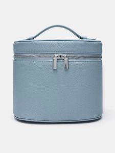 Borse cosmetiche in pelle PU tondino con scomparti rimovibili borsa da toilette <span class=keywords><strong>Make</strong></span> <span class=keywords><strong>up</strong></span> Organizer con divisore e manico - Product Image 6